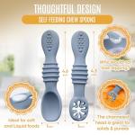 HippoBaby 4pc Silicone Baby Spoons Self Feeding Baby Utensils 6-12 Months - 3 Baby Spoon - 1 Baby Fork - Toddler Cutlery Set - BPA Free, Dishwasher Safe - Baby Eating Essentials (Gray/Beige)