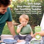 KeaBabies Silicone Baby Spoons, Self Feeding 6-12 months - 3-Pack Baby Weaning Eating Utensils, Toddler First Food Training Spoon, Infant, Kids Feeding Supplies Essential Set, Dishwasher-safe (Slate)