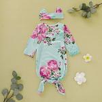Merqwadd Infant Newborn Baby Girls Floral Sleep Gown Headband Sleepwear Romper Sleeping Bags Outfits (Green, 0-3 Months)