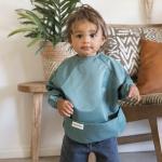 Tiny Twinkle Long Sleeve Bib for Babies & Toddlers | 2-Pack Waterproof Smock Bib for Eating | Machine Washable & Mess-Proof Feeding Essentials | Newborn Shower Gift (Slate Olive,6–24M)