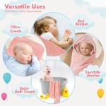 Orighty Baby Hooded Towel with Five Washcloths, 28 x 28 Inch Super Soft Bath Towel with Hood for Babies, Infant, Newborn Essential - Ideal Baby Stuff Registry for Boys and Girls (Pink)