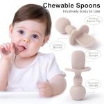 Eascrozn Silicone Feeding Set, 2 Pack Divided Toddler Plates with Suction, 2 Pack Utensils - Spoons & Forks, BPA Free, Baby Led Weaning Supplies