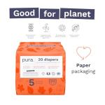 Pura Size 5 Eco-Friendly Diapers (24-35 lbs) Totally Chlorine Free (TCF) Hypoallergenic, Soft Organic Cotton, up to 12 Hours Leak Protection, Allergy UK, 3 Packs of 20 (60 Count)