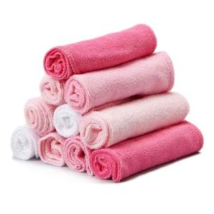 Spasilk Baby Washcloth Wipes Set for Newborn Boys and Girls, Soft Terry, Pack of 10, Pink