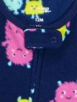 Simple Joys by Carter's Baby Girl's 3-Pack Flame Resistant Fleece Footed Pajamas Sleepwear, elephant/lamb/monster, 12 Months