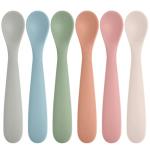 Eascrozn 6 Pack Silicone Baby Spoons, Baby Spoons Self Feeding 6 Months+, BPA Free, Soft Tip Baby Utensils Feeding Spoon, Baby Led Weaning Supplies, Dishwasher and Boil Safe