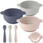 Eascrozn Silicone Baby Feeding Set, 3 Pack Baby Bowls with Suction and 3 Pack Baby Spoons for Babies Toddlers Kids, BPA Free, Baby Utensils Feeding Supplies, Microwave and Dishwasher Safe