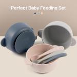 Eascrozn Silicone Baby Feeding Set, 3 Pack Baby Bowls with Suction and 3 Pack Baby Spoons for Babies Toddlers Kids, BPA Free, Baby Utensils Feeding Supplies, Microwave and Dishwasher Safe