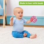 Bright Starts Oball Easy-Grasp Baby Rattle Ball, Pink, Ages Newborn and Up, 4 Inches