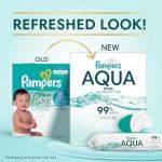 Pampers Aqua Pure Baby Wipes, 99% Water, Fragrance Free, 336 Baby Wipes Total (6X Flip-Top Packs) [Packaging May Vary]