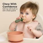 KeaBabies 4-Pack Silicone Baby Spoons and Forks Set - Baby Led Weaning Utensils 6-12 Months, Self Feeding Toddler Spoon & Fork for Training, Teething, Easy to Hold, BPA-Free Silicone (Slate)