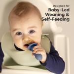 KeaBabies 4-Pack Silicone Baby Spoons and Forks Set - Baby Led Weaning Utensils 6-12 Months, Self Feeding Toddler Spoon & Fork for Training, Teething, Easy to Hold, BPA-Free Silicone (Slate)