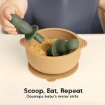 KeaBabies 4-Pack Silicone Baby Spoons and Forks Set - Baby Led Weaning Utensils 6-12 Months, Self Feeding Toddler Spoon & Fork for Training, Teething, Easy to Hold, BPA-Free Silicone (Slate)