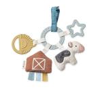 Itzy Ritzy Farm Toy Gift Set - Includes Cow Lovey & Farm-Themed Busy Ring Car Seat and Stroller Toy - Features Crinkle Sounds, Engaging Textures & Silicone Teething Relief (Farm)