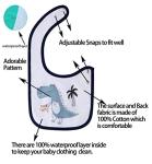 Maiwa 6 Pack Waterproof Cotton Baby Bibs for Girls Boys for Drooling Eating with Adjustable Buttons