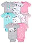 Gerber Baby 8-Pack Short Sleeve Onesies Bodysuits, Clouds, 3-6 Months