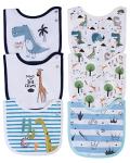 Maiwa 6 Pack Waterproof Cotton Baby Bibs for Girls Boys for Drooling Eating with Adjustable Buttons