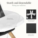 évolur Zoodle 2-in-1 High Chair for Baby & Toddler – Convertible High Chair to Toddler Chair, Padded Seat, 5-Point Safety Harness, Dual Dishwasher-Safe Trays, Solid Beechwood Legs – Black