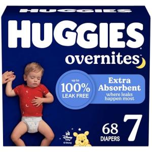 Huggies Size 7 Overnites Baby Diapers: Overnight Diapers, Size 7 (41+ lbs), 68 Ct (2 Packs of 34), Packaging May Vary
