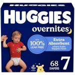 Huggies Size 7 Overnites Baby Diapers: Overnight Diapers, Size 7 (41+ lbs), 68 Ct (2 Packs of 34), Packaging May Vary