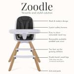 évolur Zoodle 2-in-1 High Chair for Baby & Toddler – Convertible High Chair to Toddler Chair, Padded Seat, 5-Point Safety Harness, Dual Dishwasher-Safe Trays, Solid Beechwood Legs – Black