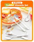 Blvtoios 8-Piece Toddler Utensils Set, Food Grade Stainless Steel Kids Silverware Set Including Forks and Spoons, Child-Sized, Dishwasher Safe