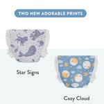 The Honest Company Comfort Dry Disposable Overnight Diapers for Sensitive Skin, Hypoallergenic, Baby Cozy Cloud and Star Signs Design Club Box Size 5 (27 lbs) 40 Count