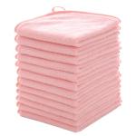 MUKIN Baby Washcloths Set - 12 Pack 12x12 Inches Microfiber Coral Fleece Face Towel for Newborns, Infant, Toddlers or Kids. Ultra Soft and Absorbent wash Cloth for Baby (Pink)