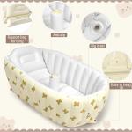 Mink Newborn to Toddler Bath Tub,Inflatable Baby Bathtub with Built-in Air Pump,Portable Travel Shower Basin with Back Support, Deflates and Folds Easily (Bear tub)