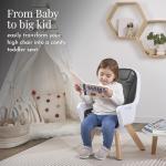 évolur Zoodle 2-in-1 High Chair for Baby & Toddler – Convertible High Chair to Toddler Chair, Padded Seat, 5-Point Safety Harness, Dual Dishwasher-Safe Trays, Solid Beechwood Legs – Black