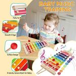 Wuzhineisn Montessori Baby Toy Sorting Stacking Learning Toys Wooden Building Blocks, Xylophone Musical, Infant Teethers Toys for Baby, 6 in 1 Toy Birthday Gifts for Toddlers