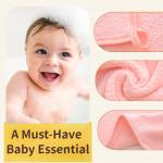 MUKIN Baby Washcloths Set - 12 Pack 12x12 Inches Microfiber Coral Fleece Face Towel for Newborns, Infant, Toddlers or Kids. Ultra Soft and Absorbent wash Cloth for Baby (Pink)