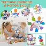 Wuzhineisn Montessori Baby Toy Sorting Stacking Learning Toys Wooden Building Blocks, Xylophone Musical, Infant Teethers Toys for Baby, 6 in 1 Toy Birthday Gifts for Toddlers