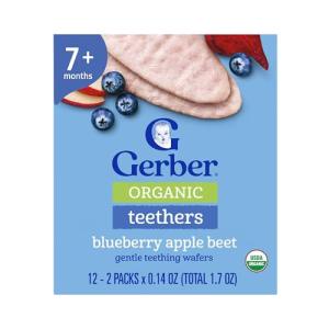 Gerber Teethers, Blueberry Apple Beet Organic Teething Wafers, Baby Teething Snacks