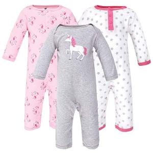 Hudson Baby Unisex Baby Cotton Coveralls, PINK UNICORN, 12-18 Months