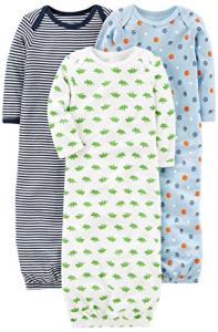 Simple Joys Baby Boy's 3 pack cotton sleeper gowns Sleepwear, Blue/White, 0-3 Months
