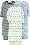 Simple Joys Baby Boy's 3 pack cotton sleeper gowns Sleepwear, Blue/White, 0-3 Months