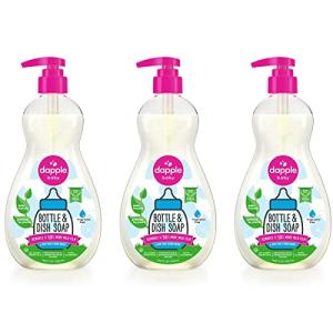 Dapple Baby Bottle Soap, Hypoallergenic Dish Soap for Baby Bottles, Powered by Plants, 1 Pump Included, Packaging May Vary, Fragrance Free, 16.9 Fl Oz (Pack of 3)
