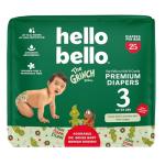 Hello Bello Diapers, Size 3 (14-24 lbs) Dr. Seuss Baby Grinch - 25 Count of Premium Disposable Baby Diapers, Hypoallergenic with Soft, Cloth-Like Feel