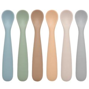 Eascrozn Baby Spoons, 6 Pack First Stage Silicone Feeding Spoons, Soft Tip Feeding Baby Utensils, Baby Led Weaning Supplies Training Spoons, Dishwasher and Boil Safe