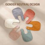 POIKSHARK 6-Pack Muslin Baby Bibs for Unisex Boys Girls, Solid Colors, Soft Cotton Baby Drool Bibs, Drooling and Teething Bibs for Infant, Newborn - Neutral