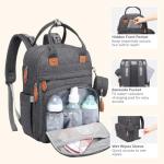 BabbleRoo Diaper Bag Backpack - Baby Essentials Travel Tote - Multi Function Water Resistant Diaper Bag, Travel Essentials Baby Bag with Changing Pad, Stroller Straps & Pacifier Case - Dark Gray