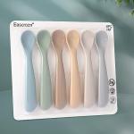 Eascrozn Baby Spoons, 6 Pack First Stage Silicone Feeding Spoons, Soft Tip Feeding Baby Utensils, Baby Led Weaning Supplies Training Spoons, Dishwasher and Boil Safe