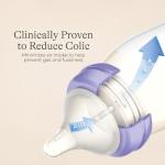 Lansinoh Anti-Colic Baby Bottles for Breastfeeding Babies, 8 Ounces, 3 Count, Includes 3 Medium Flow Nipples, Size M