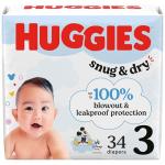 Huggies Size 3 Diapers, Snug & Dry Baby Diapers, Size 3 (16-28 lbs), 34 Count, Packaging May Vary