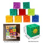 Kingtree Baby Blocks, 9PCS Soft Squeeze Building Blocks Stacking Toys for 6+ Months Babies, Baby Teething Chewing Educational Blocks Set with Numbers Animals Shapes Textures