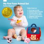 hahaland Baby Toys 6-12 Months - Surprise Barn Stuffed Farm Animals, Rattle, Crinkle, Mirror, Montessori Toys for 6 Month Old Sensory Balls 1-3 Plush Baby Valentines Day Gifts Easter Basket Stuffers