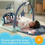 Fisher-Price Baby Playmat Kick & Play Piano Gym with Musical and Sensory Toys for Newborn to Toddler, Navy Fawn