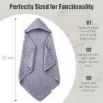 Spotted Play 2 Pack Hooded Baby Towels - 100% Muslin Cotton for Newborns, Infants, Toddlers - Large 32x32Inch Size - Highly Absorbent and Essential for Newborn Care, Green and Grey