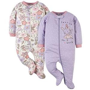Gerber Baby Girls 2-pack 'N Play And Toddler Sleepers, Bunny Ballerina Purple, 3-6 Months US